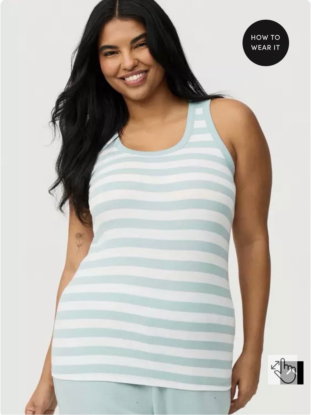 torrid White and Light Blue Striped Tank Top